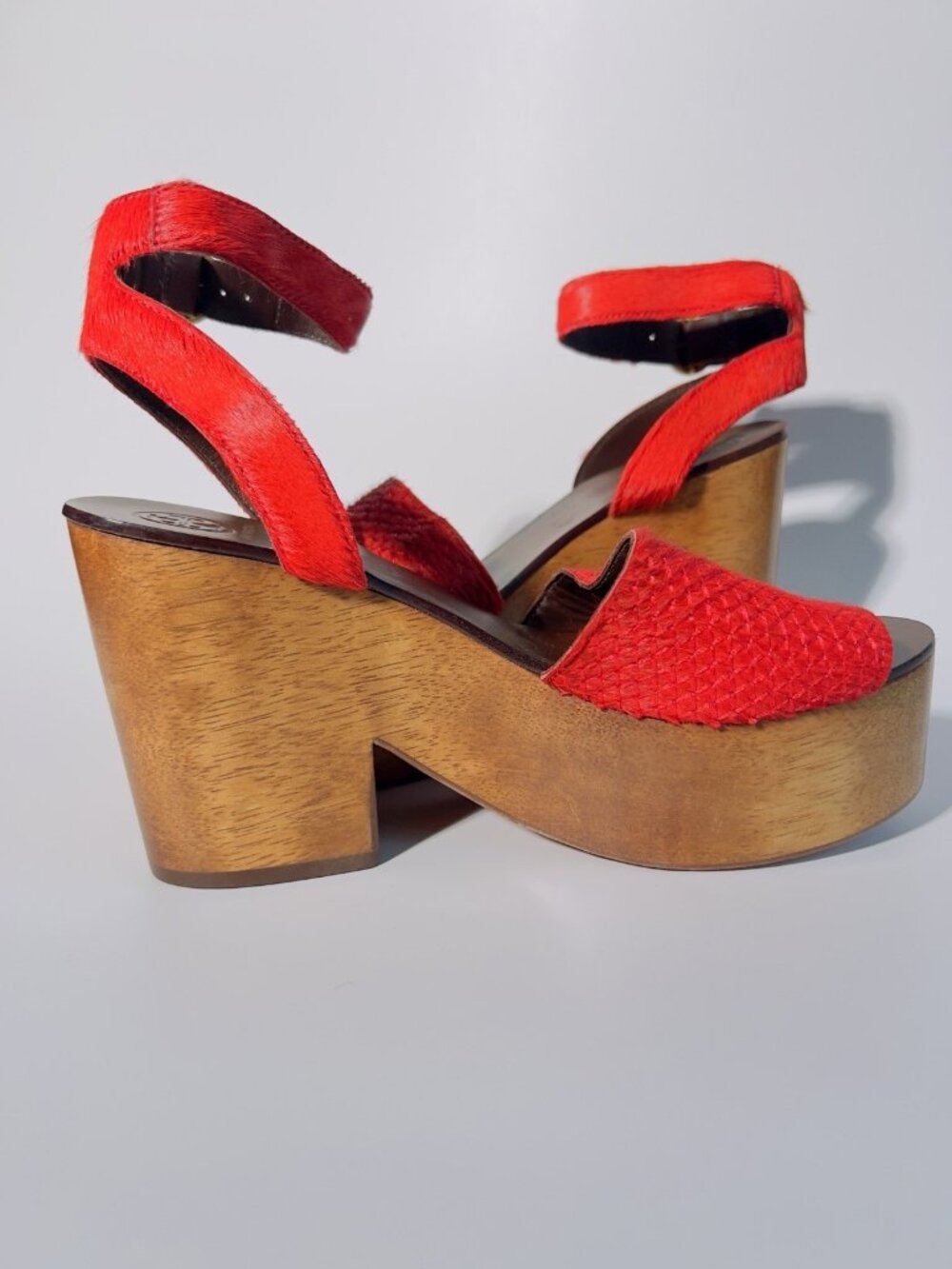 Tory Burch Camilla Haircalf Platform Sandals Red Size 6.5 M - Picture 13 of 13